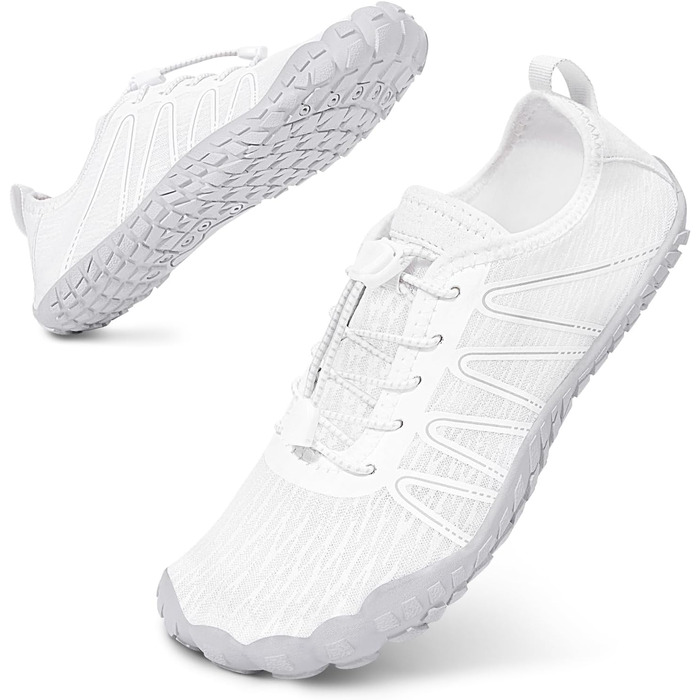 Чоловічі та жіночі босі кросівки для літа Barfuss Schuhe C1 білі 40 EU. Швидка сушка, широка передня частина, підошва Zero-Drop. Ідеальні для трейлу, фітнесу та басейну.