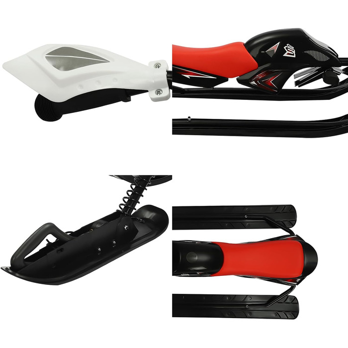 Слалом-санчата з гальмами та ручкою для дітей та дорослих, 80 кг, червоно-білі