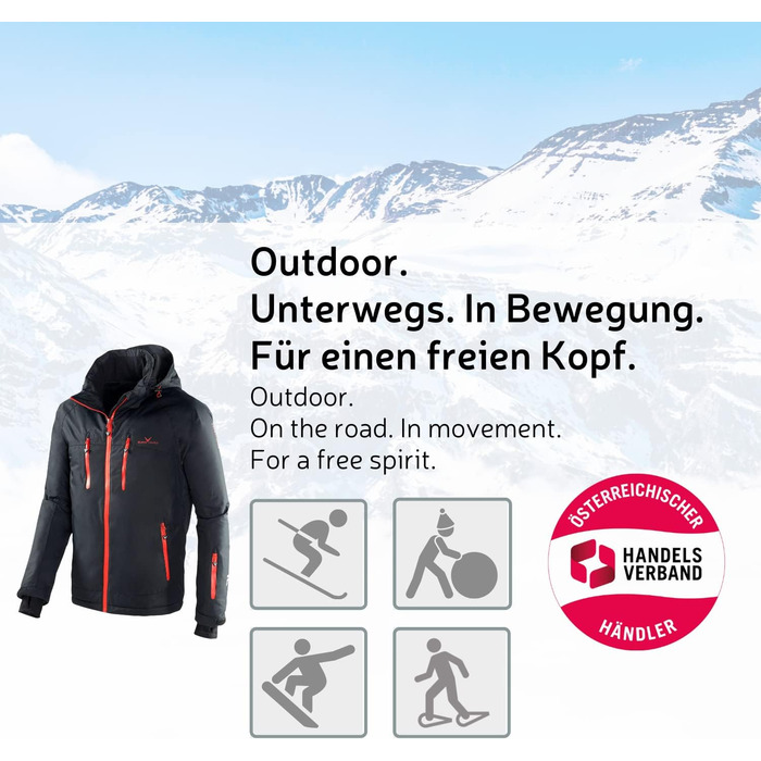 Чоловіча лижна куртка Black Crevice: чорний/червоний, водонепроникна, з капюшоном