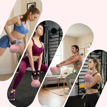 NEOLYMP Soft Kettlebell: м'яка гантеля для дому з регулюванням ваги 2-12 кг (рожева). Безшумна, з амортизацією, з зручною ручкою для фітнесу.