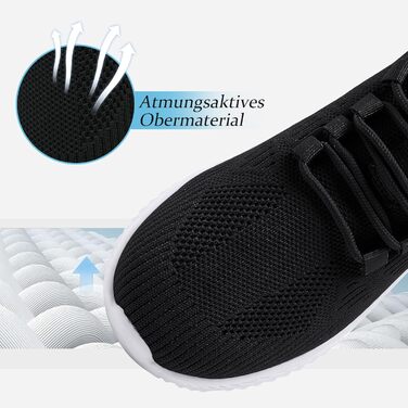 Жіноче взуття: кросівки, кеди, спортивне взуття, бігові кросівки, фітнес-взуття, тенісні кросівки, туристичне взуття, повсякденне взуття, біле (37 EU, I Чорний)