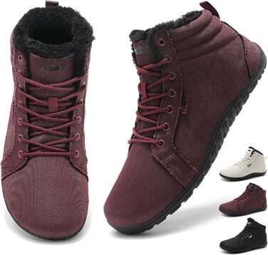Водонепроникні черевики-сліпони для ходьби Barfußschuhe: жіночі та чоловічі, широкі, теплий підкладка, Zero Drop, антиковзаючі, 38 EU, бордовий