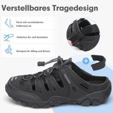 Сандалі SAGUARO чоловічі та жіночі зручні дихаючі для активного відпочинку, спорту, трекінгу та піших прогулянок 43 EU чорні