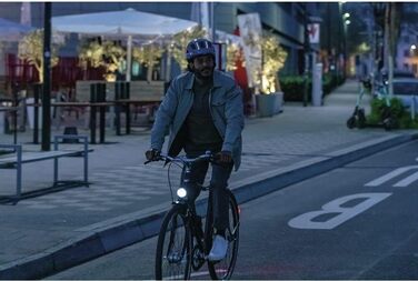 Велосипедний шолом ABUS Hyban 2.0 LED з підсвіткою, чорний, розмір M (52-58 см), переднє і заднє світло, міцна жорстка оболонка, для чоловіків та жінок