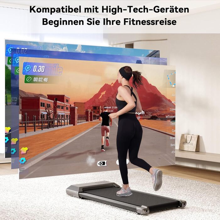 Бігова доріжка Raceable Walking Pad для дому з APP-керуванням, підтримкою Smart Tech, макс. 159 кг, експертні тренування, мультигонки та онлайн-інтерактив