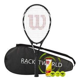 Тенісна ракетка для дорослих Wilson Federer Black/White Series (набір: ракетка, чохол та м'ячі)