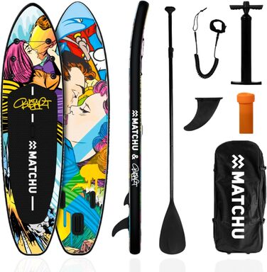 Надувне SUP Board MATCHU Limited Edition з сертифікатом та комплектом. Розмір 320x81x15 см, вантажопідйомність 150 кг, Art Collection (BustArt Collection)