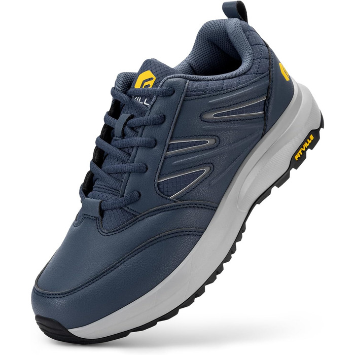 Черевики для піших прогулянок FitVille для чоловіків, широкі, водонепроникні, трекінгові, антиковзаючі, для будь-якої погоди, з підтримкою склепіння стопи, розмір 39.5-50 (44 EU X-Wide, синій)