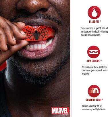 Спортивна капа Marvel Spider-Man для брекетів, універсальна, для контактних видів спорту: регбі, MMA, єдиноборства, кікбоксинг, дзюдо, хокей, бокс