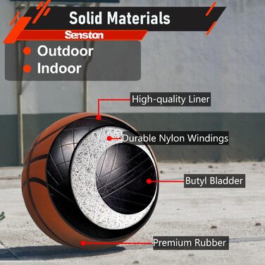 Баскетбольний м'яч Senston, розмір 7, з насосом, для гри на вулиці, дорослий, молодіжний (колір: коричневий)