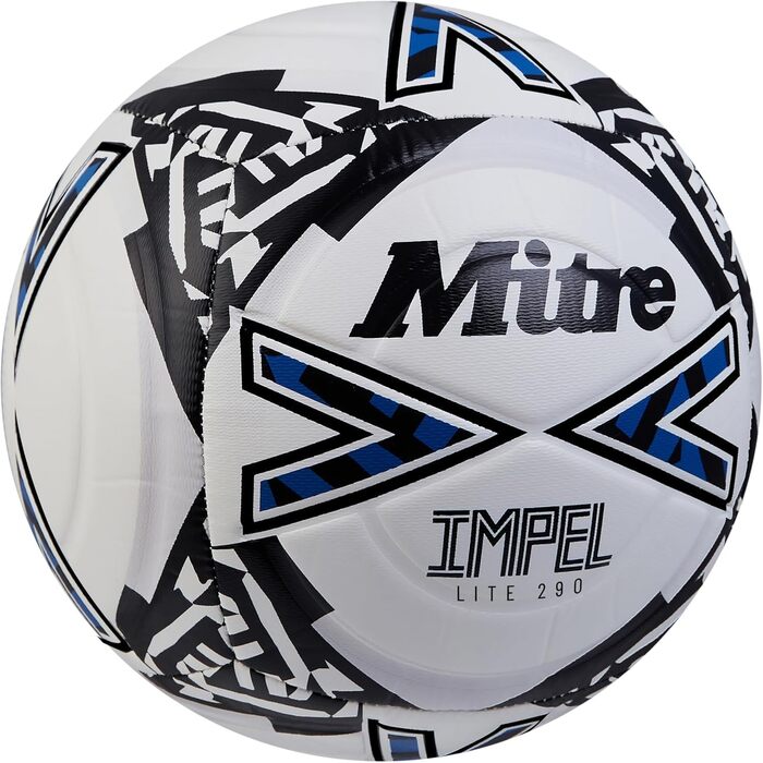 М'яч футбольний Mitre Impel Lite 360 – легкий, зносостійкий, розмір 4, білий/чорний/синій