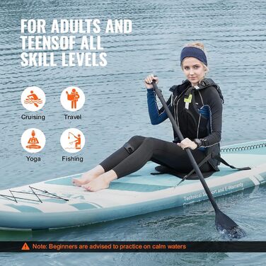 Надувна SUP-дошка VEVOR 305/323/335 см з аксесуарами: насос, весло, рюкзак, ремонтний набір, сидіння, синя – для дорослих і підлітків, PVC, комплект для веслування