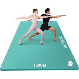 Йога мат RYTMAT XXL 200x130 см: фітнес килимок для йоги, фітнесу, занять з дітьми та літніми людьми, товщина 10/15/20 мм, бірюзовий
