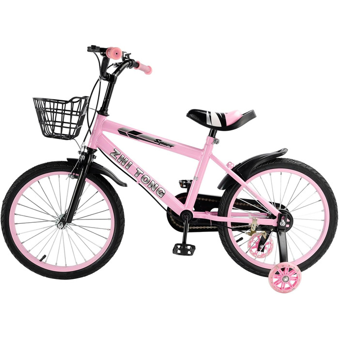 Дитяче велосипед 16 дюймів, регульоване сідло та кермо, рама з вуглецевої сталі, подвійні гальма, ударостійкі колеса, магнітні блискучі колеса, знімні додаткові колеса, для хлопчиків