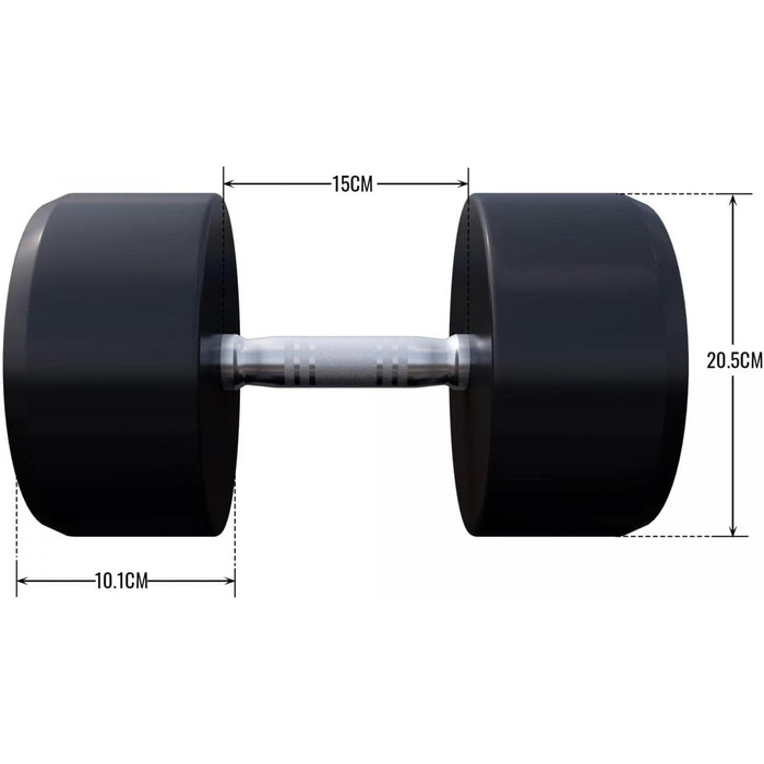 Гантель GORILLA SPORTS 35 кг, кругла, гума, чавунний сердечник, нековзна рукоятка, чорна