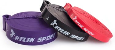 Еластичні фітнес-стрічки KYLIN SPORT для тренувань, йоги, пілатесу, підтягувань, кросфіту, силових вправ, набір 3 шт (червона, чорна, фіолетова)