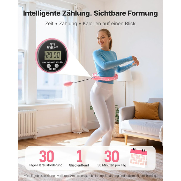 Хула-хуп MERACH з лічильником калорій та вагами, тихий, знімний, для талії 84-144 см, для спалювання жиру та кардіотренувань, домашній фітнес-інвентар