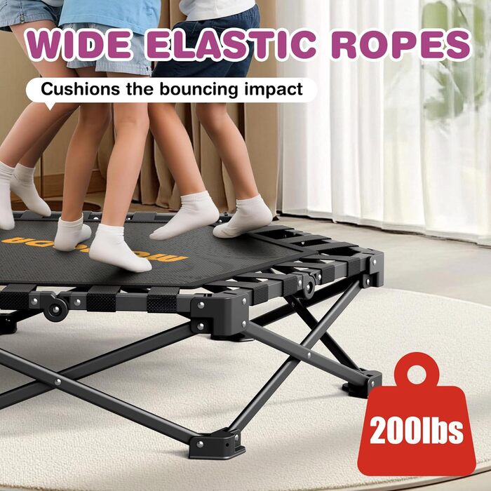 Трамплін для фітнесу MOMODA складний, діаметр 106 см, чорний. Зручний для занять вдома, підходить для дітей та дорослих.