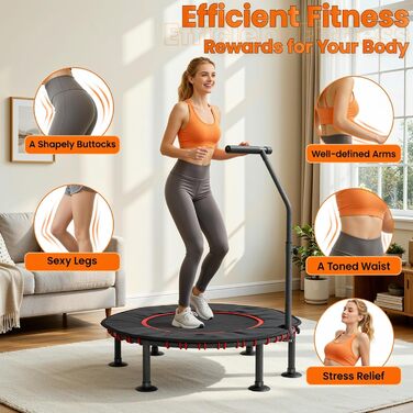 Трамплін для фітнесу LIFERUN для дому | Діаметр 102/122 см | Макс. вага 150 кг | З бортиком та ручками | Без монтажу | Для дітей та дорослих