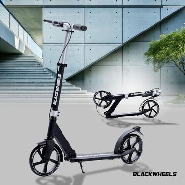 Самокат Blackwheels Orio Cityroller складаний, 200мм колеса, алюмінієва рама, ABEC 7, чорний – для підлітків та дорослих