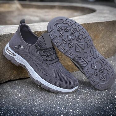 Чоловічі кросівки для занять спортом та фітнесу, ортопедичні, дихаючі, на плоскій підошві, сірі (42 EU)