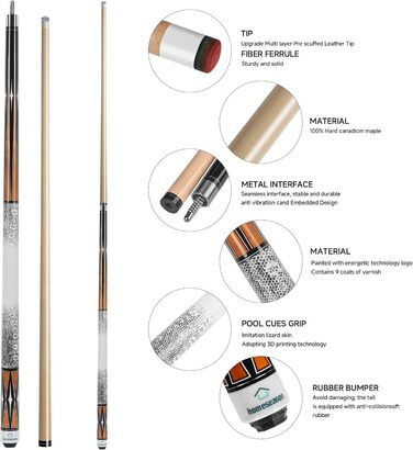 Кю HomeSeason для більярдного столу: кий 58'' з чохлом, LED підсвічуванням