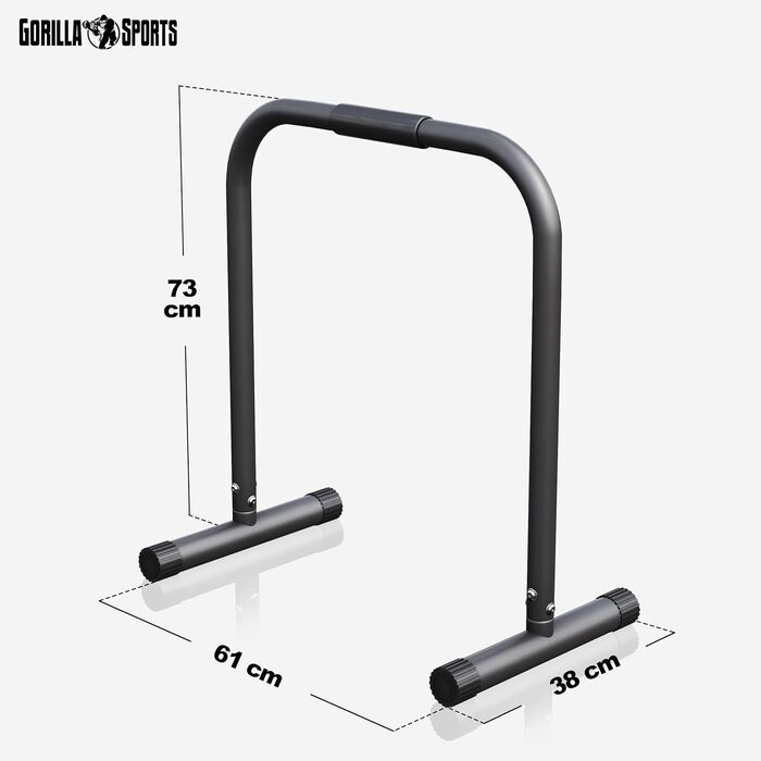 Паралетси GORILLA SPORTS, 2 шт, 61x38x73 см, до 200 кг, нековзкі, для віджимань, діпів, кросфіту та каллістеніки, стійки для тренувань, вибір кольору