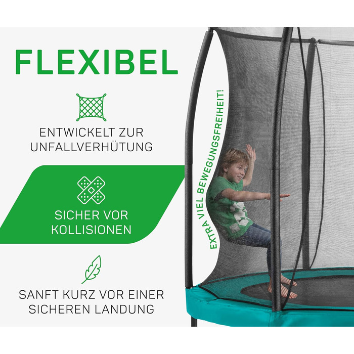 Трамплін Salta Comfort Edition (різні діаметри) – ⌀183/213/251/305/366/396/427cm – Сертифікований TÜV – Кольори: зелений/рожевий – Круглий, для вулиці, з комплектом: мат, сітка, пружини, захисний бордюр