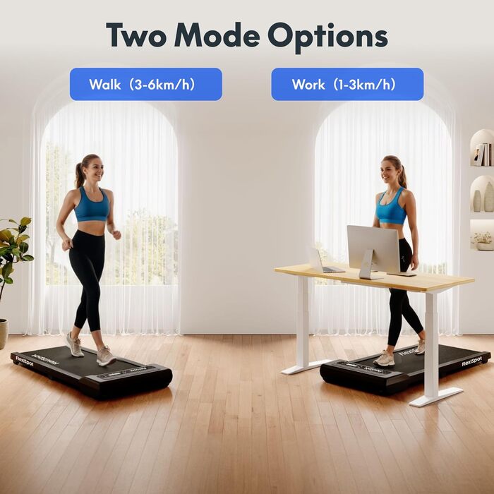 Біговий тренажер FlexiSpot 4-в-1 для дому та офісу, тихий, портативний, з пультом та LED дисплеєм, чорний