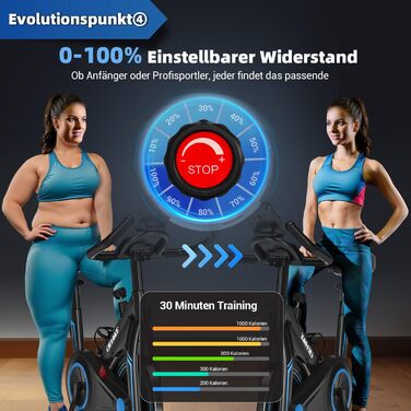 Велотренажер Heimtrainer CHAOKE з додатком, професійний ультра-тихий магнітний ергометр для дому з V-стабільною рамою, м'яким дихаючим сидінням, вантажопідйомність до 160 кг