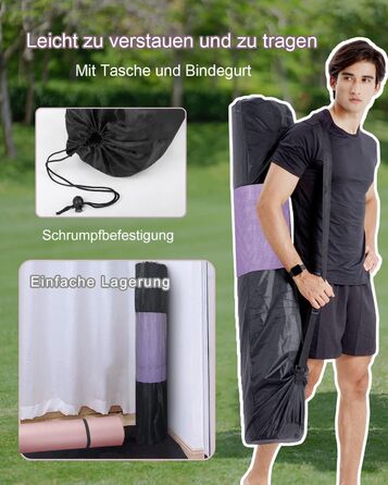 Йогамат XXL 200x130 см: фітнес-мат для занять йогою, фітнесом, спортом та активностями з дітьми. Товщина 20/15/10 мм. Зелений/світло-ліловий колір.