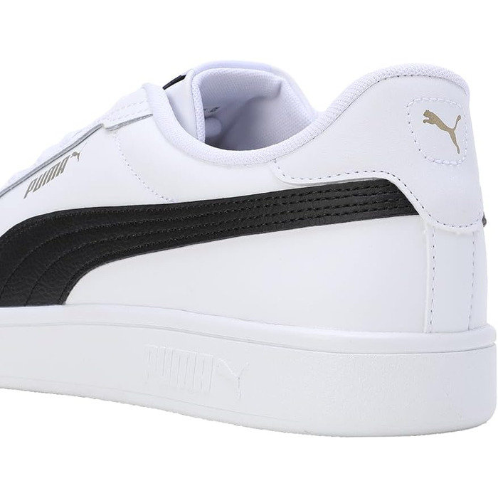 Чоловічі шкіряні кросівки Puma Smash 3.0 L чорні (White Black Gold), 37 EU