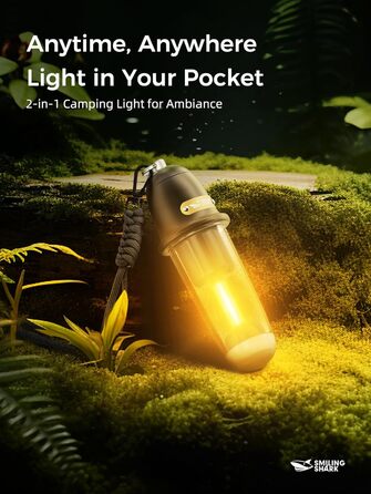 Ліхтар кемпінговий акумуляторний LED Shark з USB, IPX4, 5 кольорів, портативний, для туризму, риболовлі, надзвичайних ситуацій (чорний)