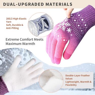 Зимові рукавички для чоловіків Daen Thero з підтримкою сенсорного екрану, в'язані рукавички з флісовою підкладкою, для занять спортом на відкритому повітрі, бігу, їзди на велосипеді, подарунок на зиму (L, Рожевий)