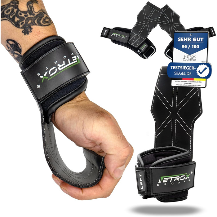 NetroxSports Hyper Grips – Ремені для тяги, фітнес-страпи для важкої атлетики, бодібілдингу, кросфіту, захист зап'ястя, універсальні для чоловіків і жінок