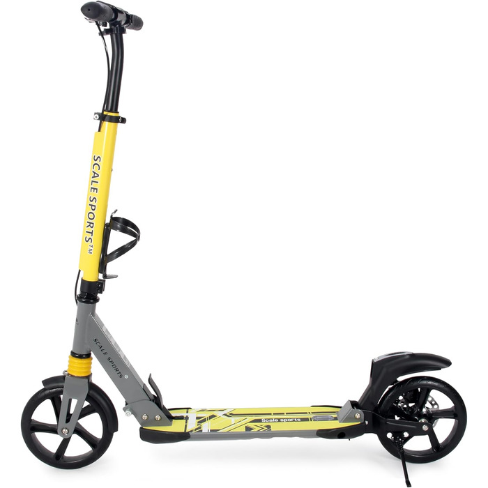 Самокат двоколісний складний Kickscooter для дітей 8-12 років, підлітків та дорослих, регульований кермо, колеса PU 200 мм, дискове та ножне гальмо, ремінь для перенесення (жовтий)
