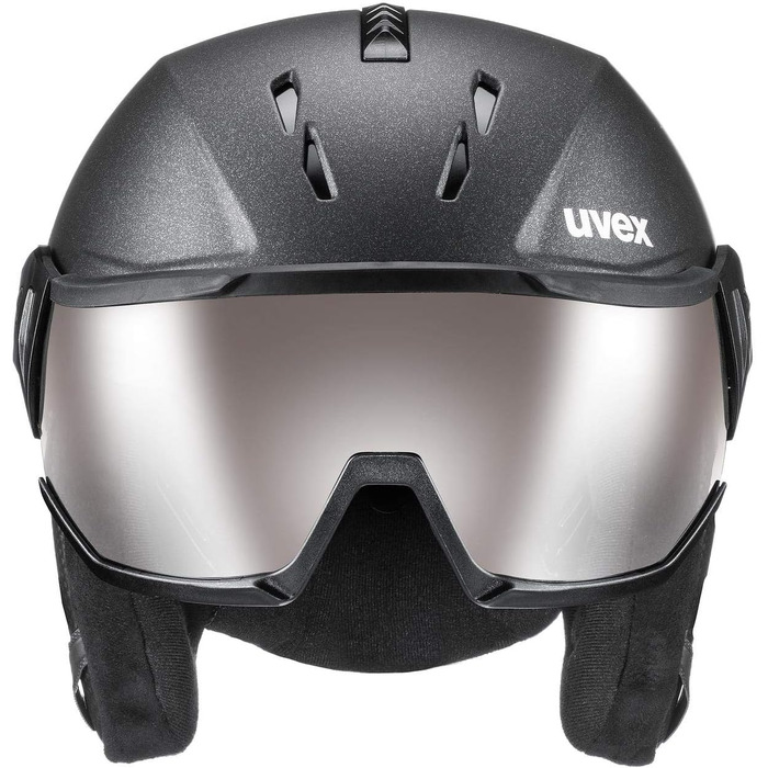 Лижний шолом uvex instinct visor pro v з візором, чорний, регульований розмір 53-56 см, для жінок і чоловіків