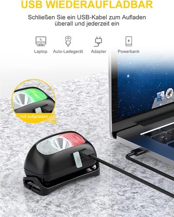 Налобний ліхтар LED, перезарядна модель з червоним світлом та 5 режимами, водонепроникний IPX4, регульований, для бігу, кемпінгу, велоспорту, 2 шт.