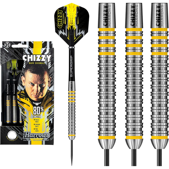 Дротики Harrows Dave Chisnall Chizzy 80% 23 г з сталевим вістрям, виготовлені в Англії