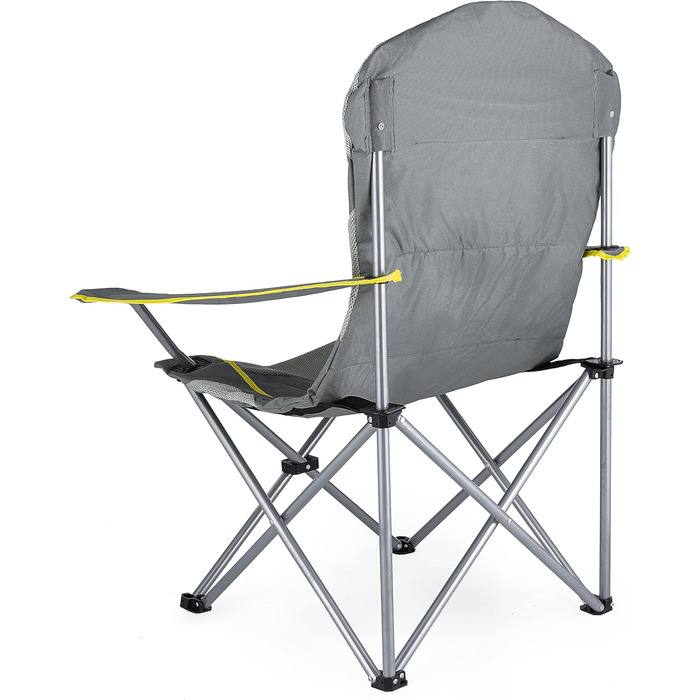 Зручний складаний стул для кемпінгу Outtec: 130 кг, висока спинка, підсклянник, сумка, зелений (сірий)