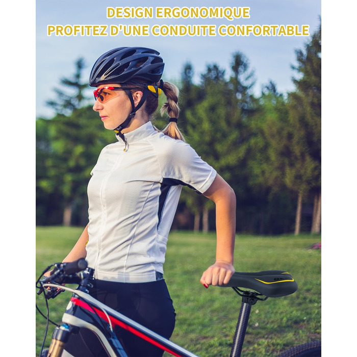 Велосипедне сідло MSDADA Gel MTB: зручне, ергономічне, водонепроникне для MTB, BMX, шосе, міських велосипедів (чорний/жовтий)