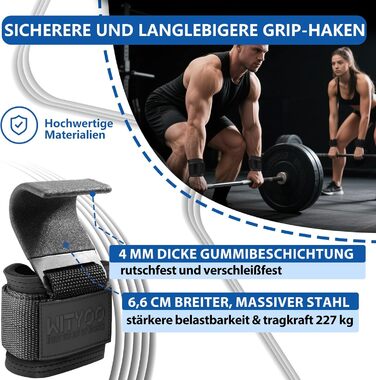 Навантажувальні петлі для важкої атлетики Zughilfen, фітнесу та пауерліфтингу, чорні. Підходять для чоловіків та жінок, для силового тренування, кросфіту та важкої атлетики.