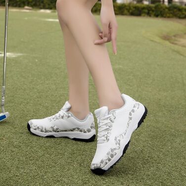 Гольф-взуття для чоловіків та жінок. Водонепроникні, дихаючі гольф-туфлі з шипами. Зручне спортивне взуття 36-46 EU (Білий, 36 EU)