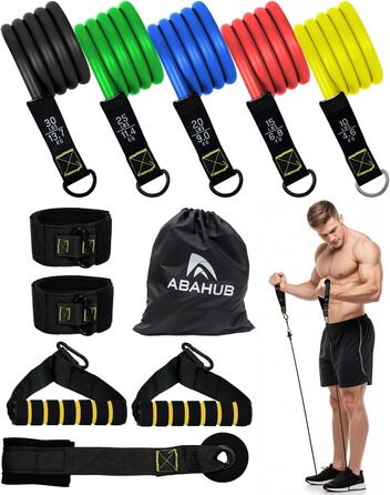 Набір еластичних стрічок Abahub для фітнесу: повне обладнання для тренувань вдома (100LB)