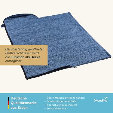 Спальний мішок для дітей Skandika Dundee Junior | Теплий, водонепроникний, флісовий, 175x70 см, індиго