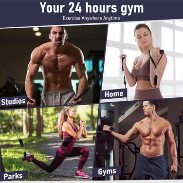 Набір фітнес-резинки 5 шт., спортивні еластичні стрічки опору 5 рівнів, резинки з кріпленням для дверей, ручки, манжети для щиколоток, портативні для нарощування м'язів та пілатесу, чоловічі/жіночі (сірі)