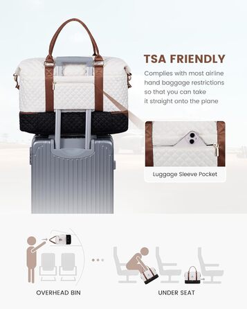 Спортивна сумка LOVEVOOK для жінок з відділенням для взуття, ручна поклажа для подорожей, сумка-мішок для вихідних, сітка для Gym, пляжу, сауни, кемпінгу (XL, 2 шт., Бежевий, Чорний, Коричневий)