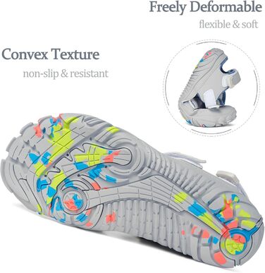 Чоловічі та жіночі сандалі для пляжу та спорту Hsyooes (43 EU, Сірі) - аквашузи, швидковисихаючі, регульовані, для піших прогулянок