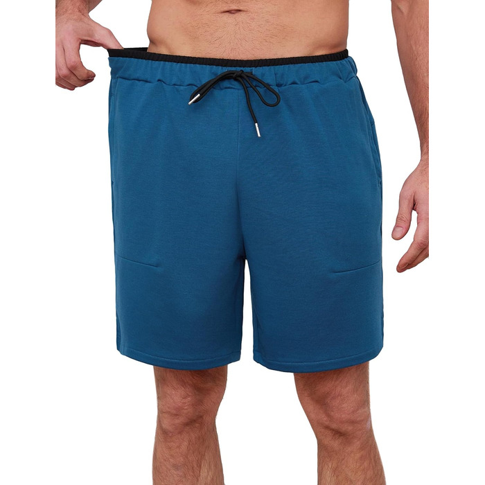 Чоловічі спортивні шорти Soer Activewear з кишенями на блискавці, легкі бавовняні шорти для бігу та відпочинку, кобальтовий синій, розмір S