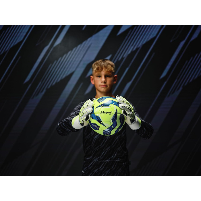 М'ячі для футболу Uhlsport Team - тренувальні м'ячі для команди, розмір 4 та 5 (жовтий/темно-синій/білий). Підходять для дітей та дорослих.